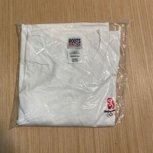 Roots Athletics Beijing 2008 Olympics T-Shirt Mens XL White Cotton Made in